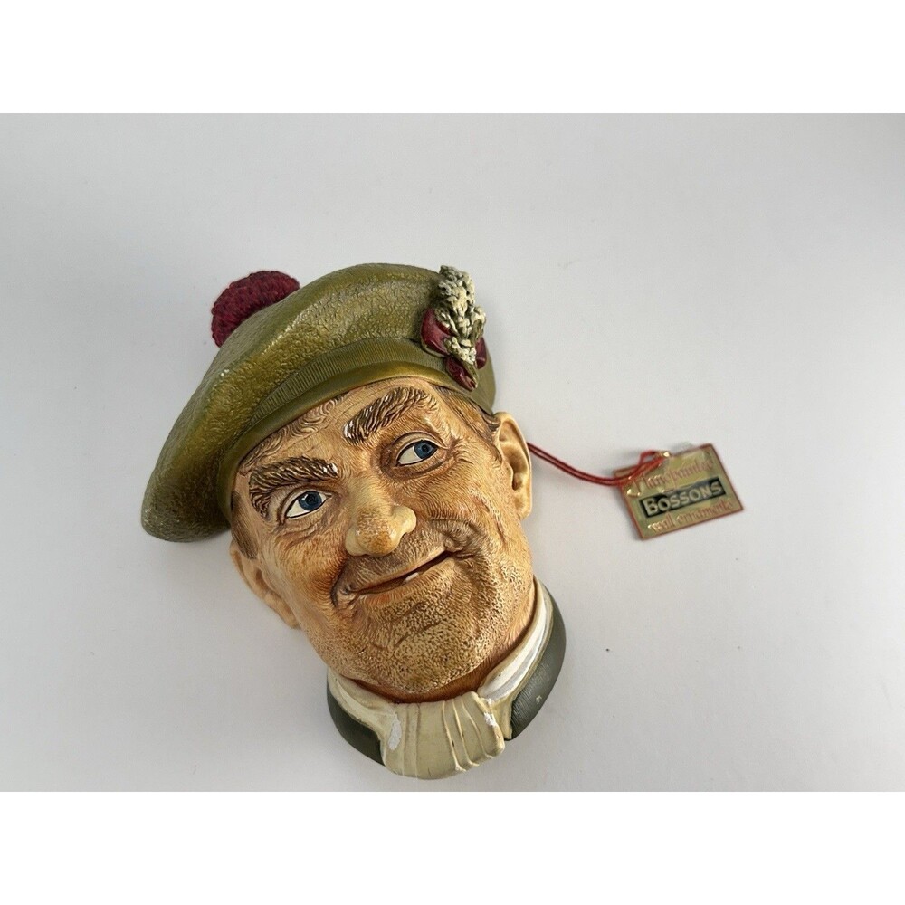 Vintage Bossons Jock Chalkware Wall Head 1969 England Hand Painted